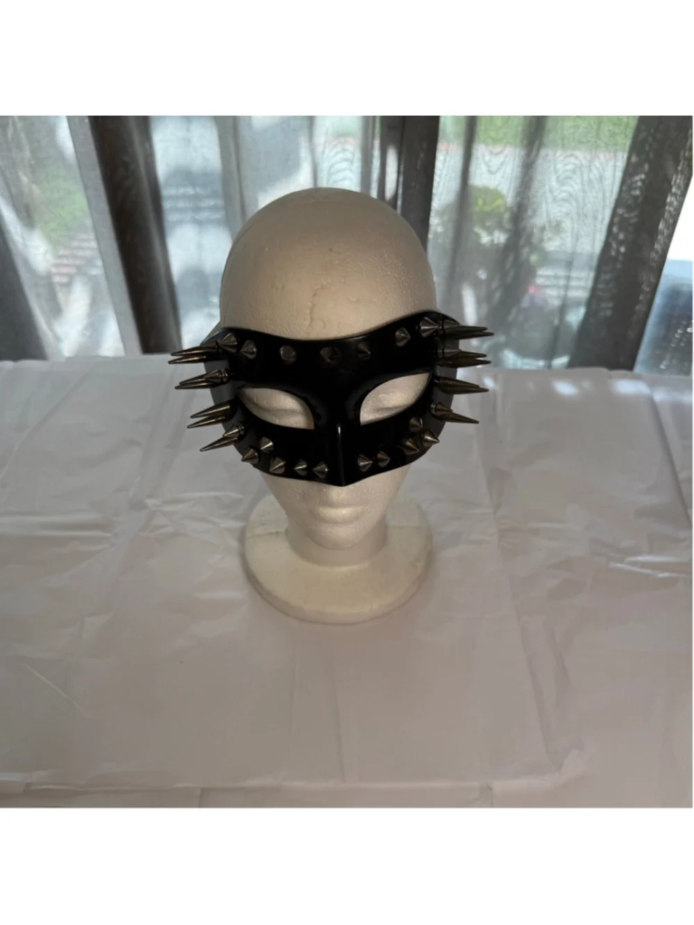 Black silver spikes half mask masquerade steampunk gothic cosplay Halloween OS